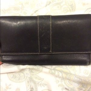 Black Coach wallet with check cover