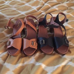 Two pairs a vegan Leather Chunky Heels