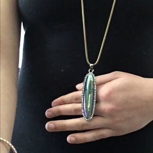 Gold Long chain necklace and pendant