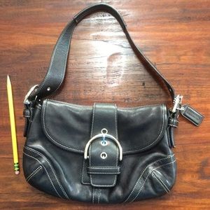 Authentic coach Soho black buckle flap hobo purse