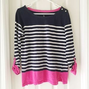 (bundled) pink striped boat neck shirt > gap