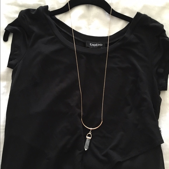 Jewelry - NEW gold and crystal long necklace - 19"