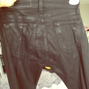 RAG N BONE LEATHER COATED JEANS W ZIPPERS