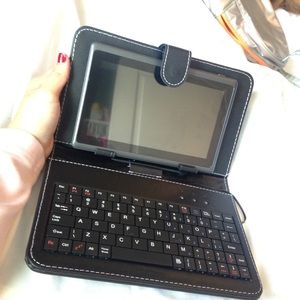 Black android tablet with case