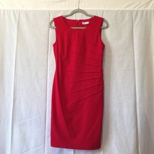Red Calvin Klein sheath dress