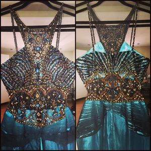 Precious Formals teal dress.