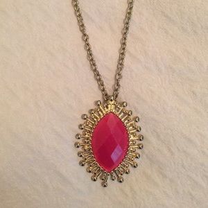 Gold chained necklace with Pink Pendant