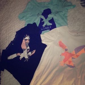 Three American Eagle tees! Worn once or twice.