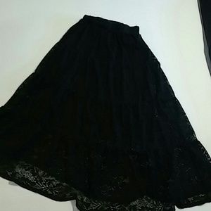 Black lace maxi skirt