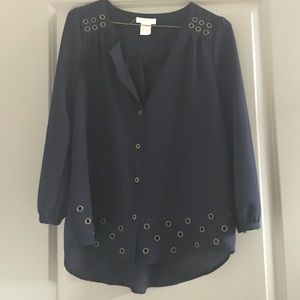 3/4 navy blows with metal detail