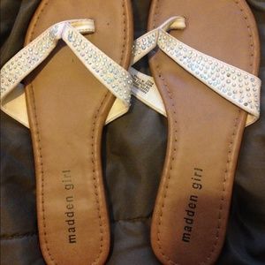 Madden girl champagne flip flops