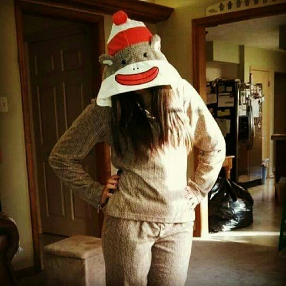 Sock Monkey 2 piece footie pajamas
