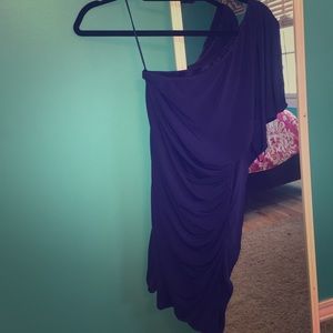 One shoulder navy blue dress