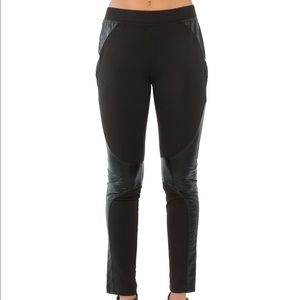 Faux leather panel leggings