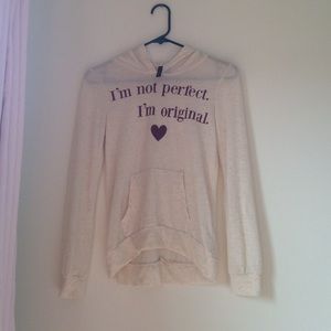 cute cream colored hoddie with black speckles