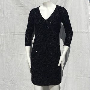 Beaded cutout velvet (burnout) cocktail dress.
