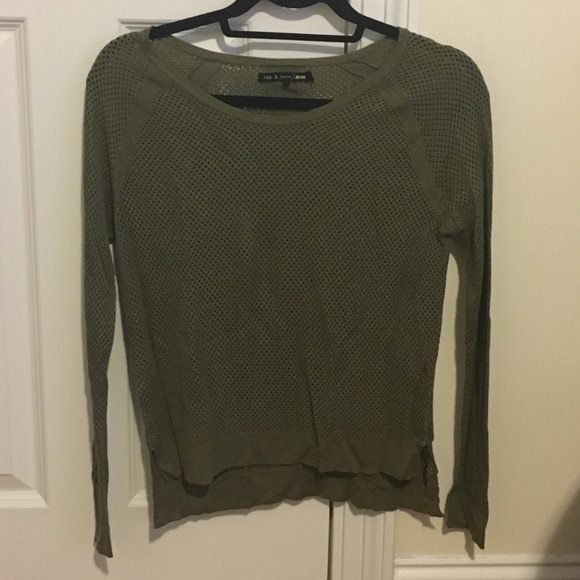 Dark green rag and bone holed sweater. Barely worn