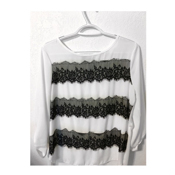 Forever21 white w/black lace shirt