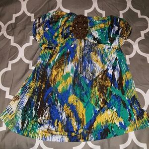 Strapless top with beaded embellishment