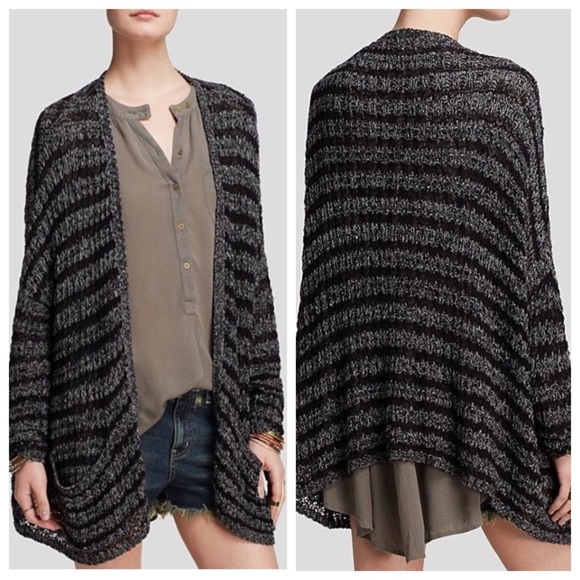 Free People Sweaters - Free People Coal Stripe Open Front Cardigan