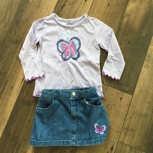 18 months butterfly long-sleeve shirt/skirt set