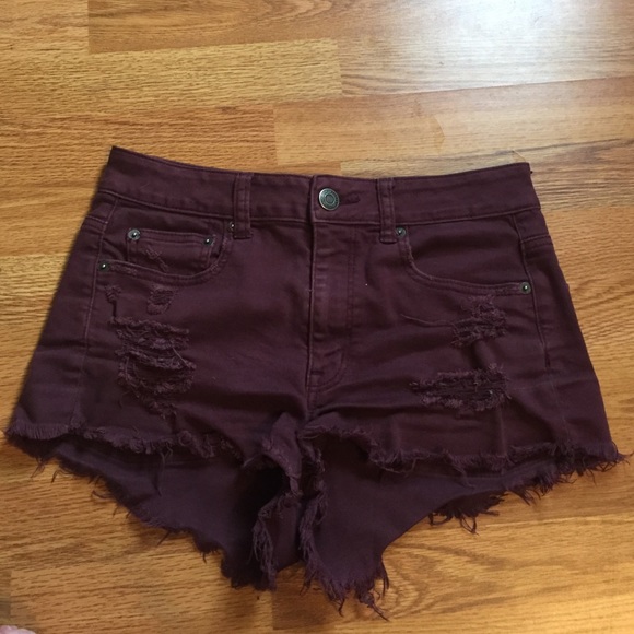 Burgundy high rise shorts