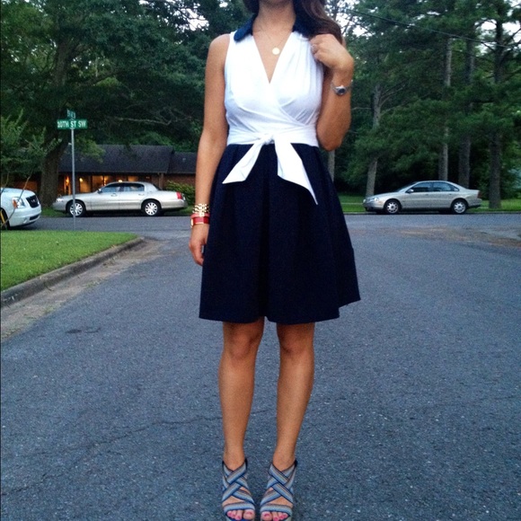 Anthropologie (Leifnotes) Navy & White Dress