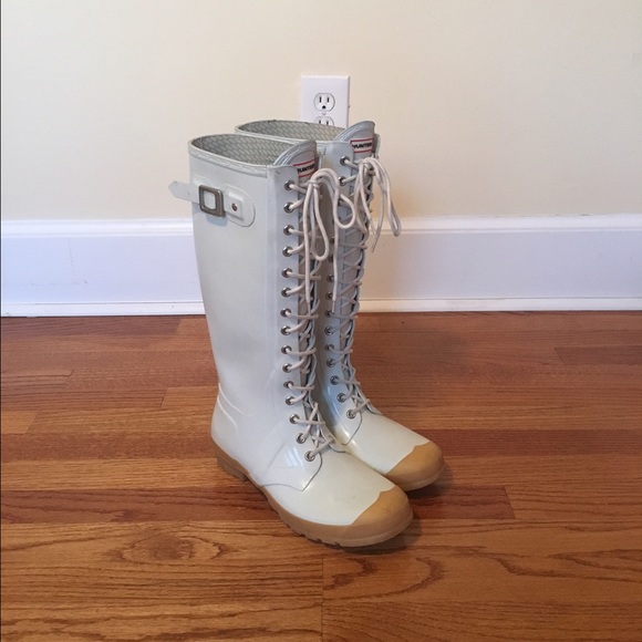 Hunter Rainboots Lace Up Light Blue