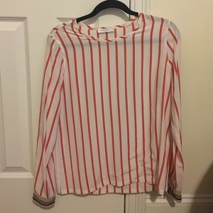 Long sleeve vertical striped Equipment blouse.