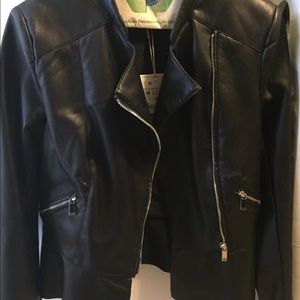 Zara black peplum jacket size medium. Faux leather