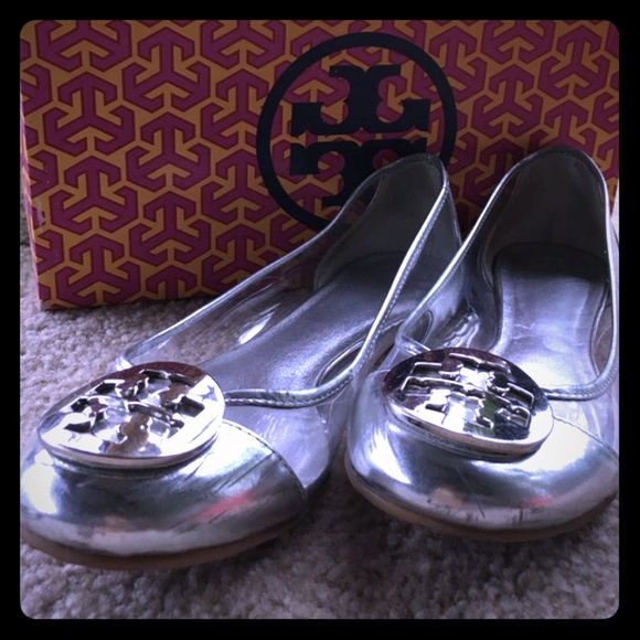 Tory Burch Silver Audrey Flats