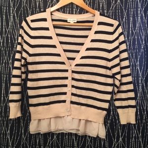 Maison Jules striped cardigan with Ruffled trim