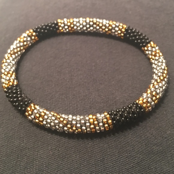 Glass bead roll on bracelet
