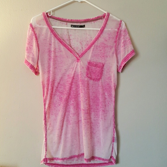 Distressed Faded Pink V-Neck