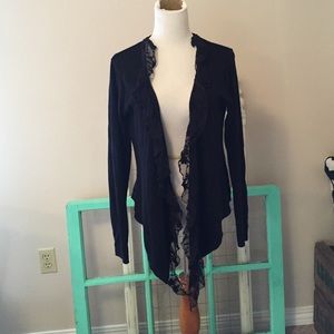 Black with lace fringe cardigan