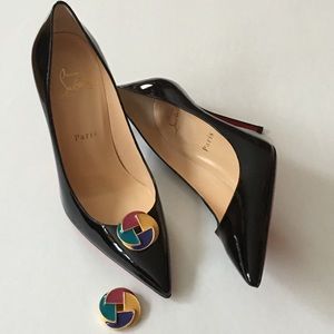 VINTAGE COLORFUL GOLD TONE SHOE CLIPS