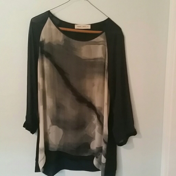 Navy blue multi colored tunic