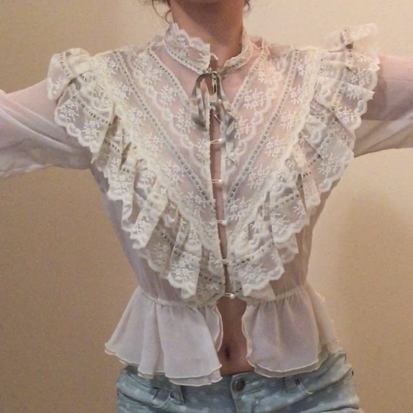 Victorian see-through tulle shirt