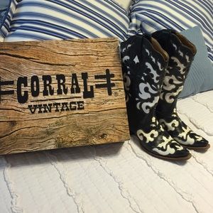 Black and white Corral boots