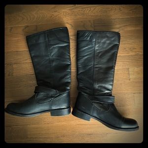 Aldo black leather Moto boots