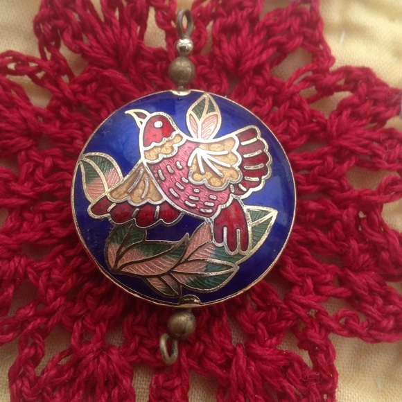 Bird cloisonné pendant - Picture 2 of 4