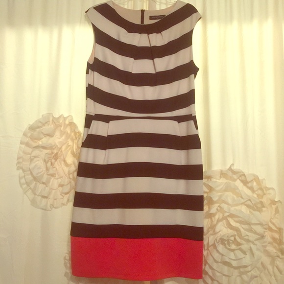 Black and "off white" dress with coral bottom