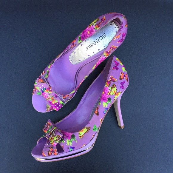 BCBGirls purple butterfly heels