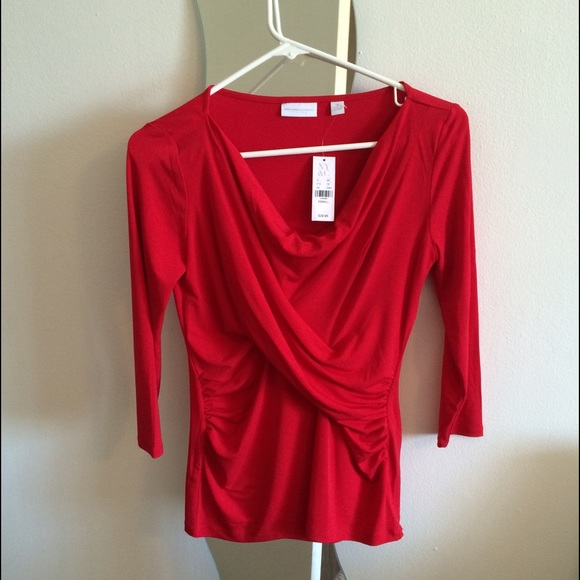 NYC red blouse