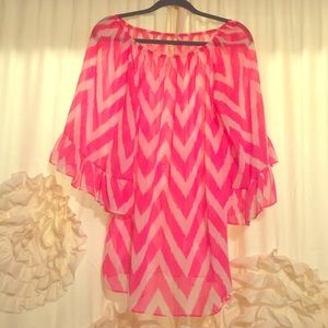 Boutique pink and white chevron top by Emma Rose