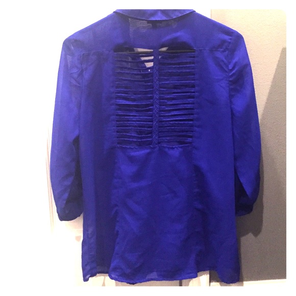 Sheer blue button down blouse sz S