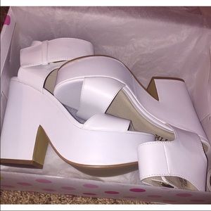 Jase white platform heels