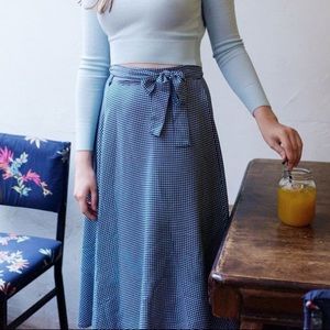 American Apparel Blue Gingham Wrap Skirt