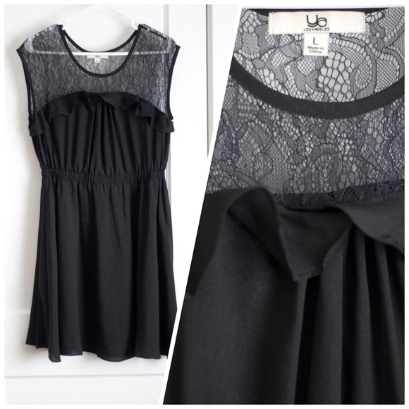Ya Los Angeles Black Lace/Ruffle Dress
