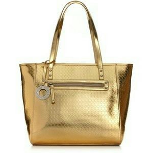 Large gold tote bag